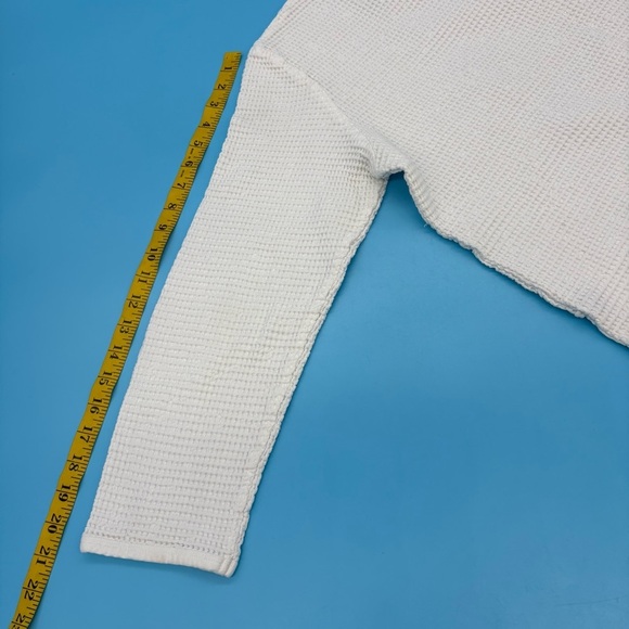 Waffle Knit Honeycomb Oversized White Women’s Long Sleeve Top Size L - Picture 9 of 10